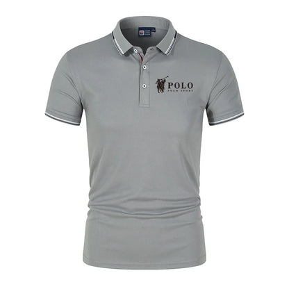 Men's premium summer polo shirt, quick drying, breathable, casual, business fashion, sports, short sleeved, men's clothing