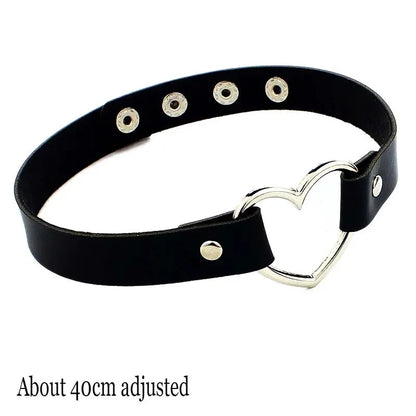 Woman Black Punk Choker Collar Necklace Sexy PU Leather Heart Lock Key Spike Chocker Gothic Cosplay Accessories Party Jewelry