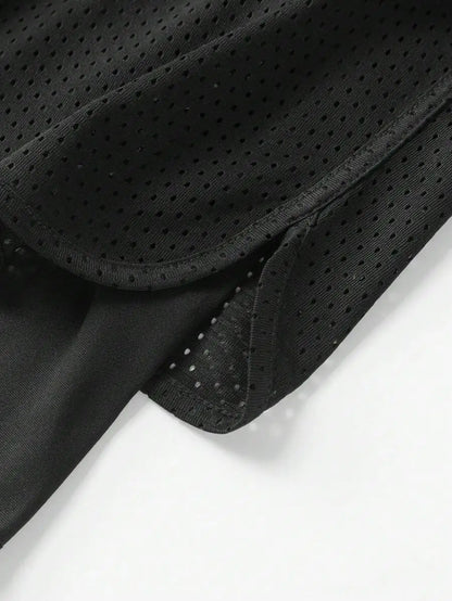 Black Breathable Tank Top And Shorts Set For Night Exercise Running Hiking