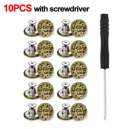 10Pcs/pack 17mm Nail Free Adjustable Waist Extenders Buttons Jeans Waist Buttons Detachable Clothing Pants Waist Buckle