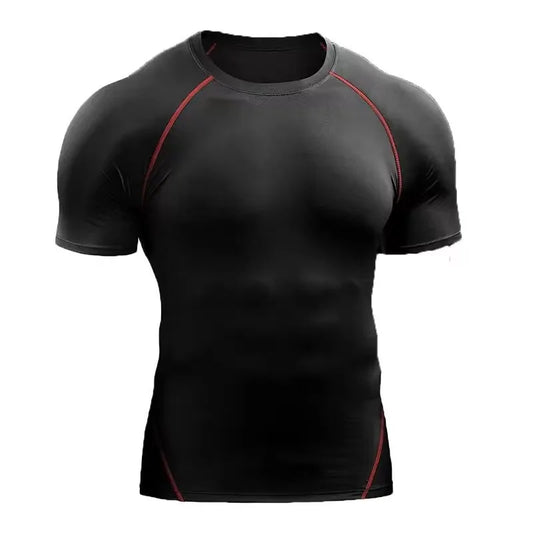 Fitness clothes men's outdoor sports quick drying short sleeved t-shirt training pro running stretch tight fitting clothes yoga