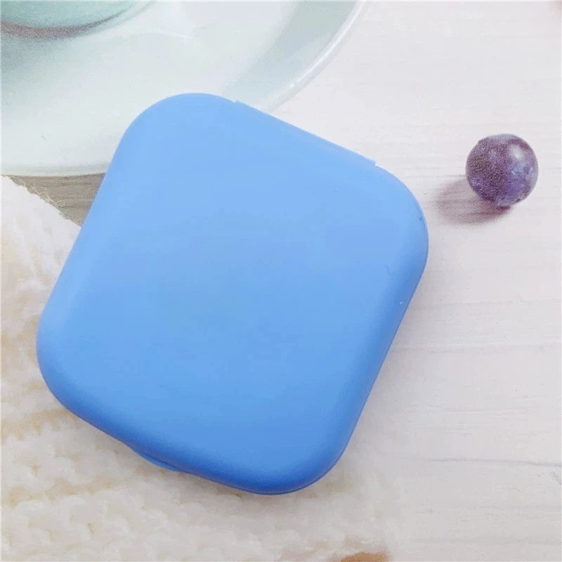 1pcs Mini Square Contact Lens Case with Mirror for Women Colorful Lens Box Eye Container Lovely Travel Kits