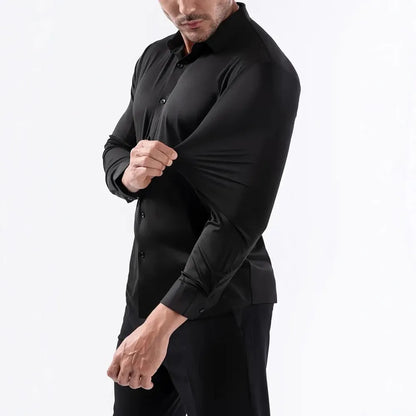 Premium Men's Ultra Stretch Dress Shirts Long Sleeve High Quality Business Formal Wrinkle-free Soft White Social Male Clothing