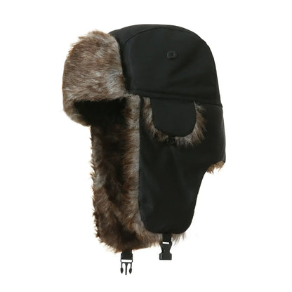 Winter Russian Ushanka Hat Mens Military Style Pilot Cap with Ear Muffs Windproof Cold Weather Army Aviator Fur Patrol Hat