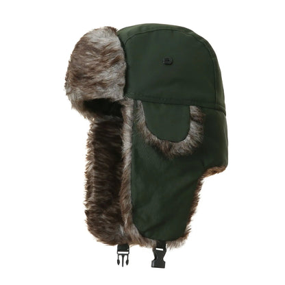 Winter Russian Ushanka Hat Mens Military Style Pilot Cap with Ear Muffs Windproof Cold Weather Army Aviator Fur Patrol Hat
