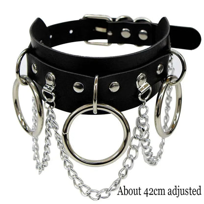 Woman Black Punk Choker Collar Necklace Sexy PU Leather Heart Lock Key Spike Chocker Gothic Cosplay Accessories Party Jewelry