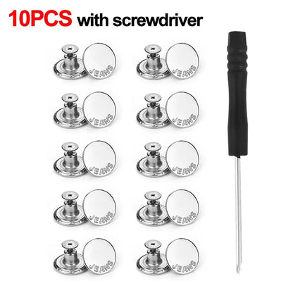 10Pcs/pack 17mm Nail Free Adjustable Waist Extenders Buttons Jeans Waist Buttons Detachable Clothing Pants Waist Buckle
