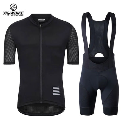 YKYWBIKE Cycling Jersey Set classic MTB Cycling Bib Shorts Kit Reflective Custom Bike Clothes Bicycle Clothing Maillot