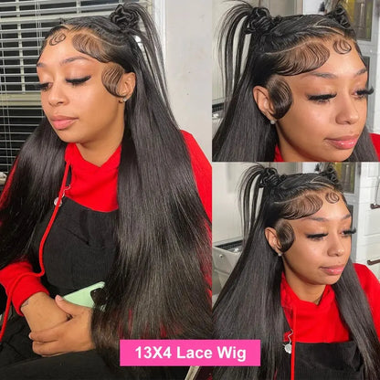 Straight hd lace frontal wig 13x6 human hair for black women 13x4 transparent lace front wigs 40 inch Straight Brazilian wig