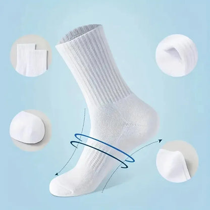5/10/20 Pairs Neutral Solid Color Round Neck Socks Spring Summer Sweat Absorbing Breathable Comfortable All-season Sports Socks