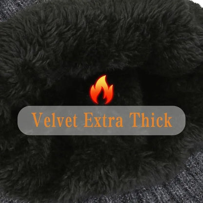 Men Winter Knitted Hat Plush Warmth Peaked Cap Outdoor Earmuff Casual Fashion Faux Fur Lined Bomber Hats Cycling Ear Protection