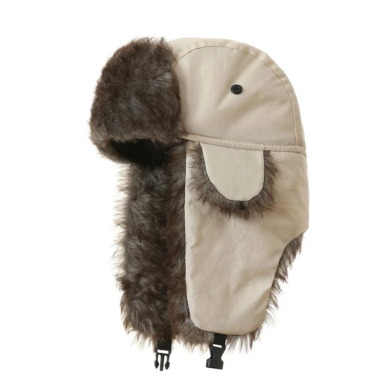 Winter Russian Ushanka Hat Mens Military Style Pilot Cap with Ear Muffs Windproof Cold Weather Army Aviator Fur Patrol Hat