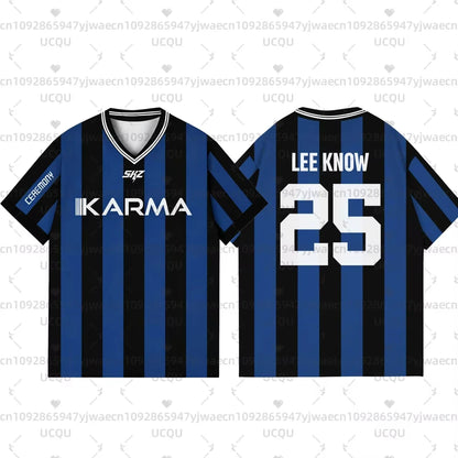 Kpop Stay Karma Album Fans TShirt Felix Bangchan Hyunjin Streetwear Casual Sport Oversize Short Sleeve Men's Clothing T-Shirt