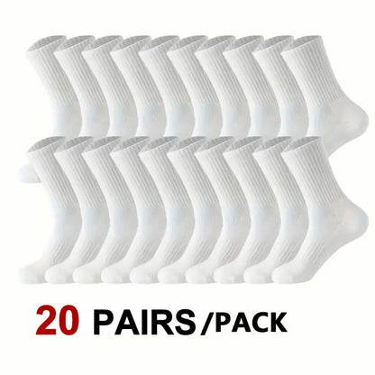 5/10/20 Pairs Neutral Solid Color Round Neck Socks Spring Summer Sweat Absorbing Breathable Comfortable All-season Sports Socks