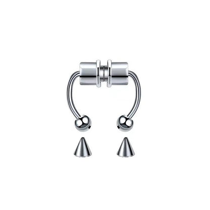 Women Fake Piercing Nose Ring Hoop Septum Non Piercing Nose Clip Rock HipHoop Stainless Steel Magnet Fashion Punk Body Jewelry