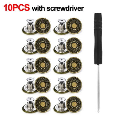 10Pcs/pack 17mm Nail Free Adjustable Waist Extenders Buttons Jeans Waist Buttons Detachable Clothing Pants Waist Buckle