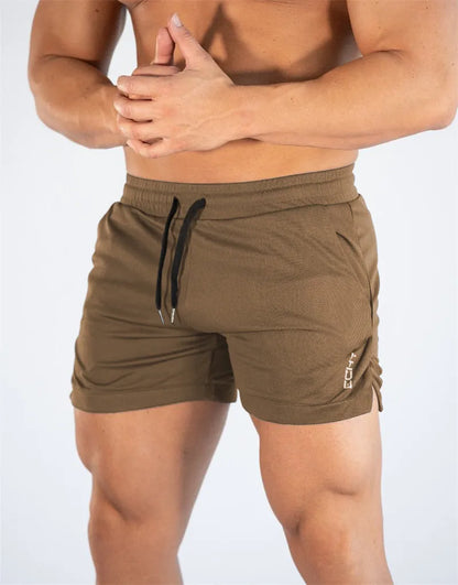 Summer thin mesh sports shorts men's breathable trend muscle fitness training three point pants running casual sports shorts