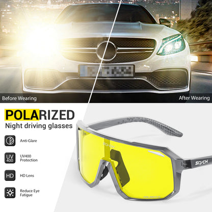 SCVCN Night Vision Glasses Cycling Glasses Driving Eyewear Fashion Polarized Sunglasses Y2K UV400 Eyeglasses Mtb Goggles Man