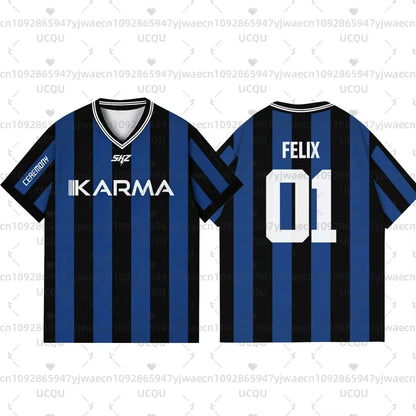 Kpop Stay Karma Album Fans TShirt Felix Bangchan Hyunjin Streetwear Casual Sport Oversize Short Sleeve Men's Clothing T-Shirt