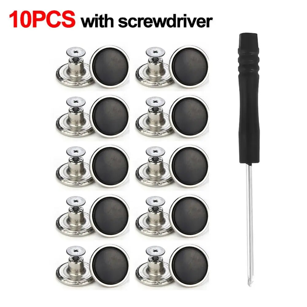 10Pcs/pack 17mm Nail Free Adjustable Waist Extenders Buttons Jeans Waist Buttons Detachable Clothing Pants Waist Buckle