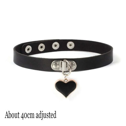 Woman Black Punk Choker Collar Necklace Sexy PU Leather Heart Lock Key Spike Chocker Gothic Cosplay Accessories Party Jewelry